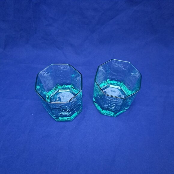 Libbey Facets Green Old Fashioned Glasses Set Of 2 - Picture 2 of 5